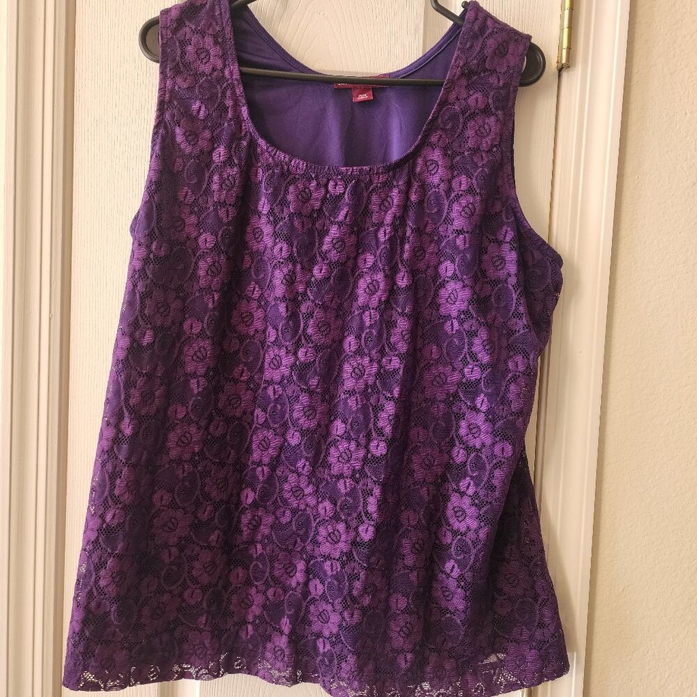 Jessica London Purple sleeveless lace tank size 18/20